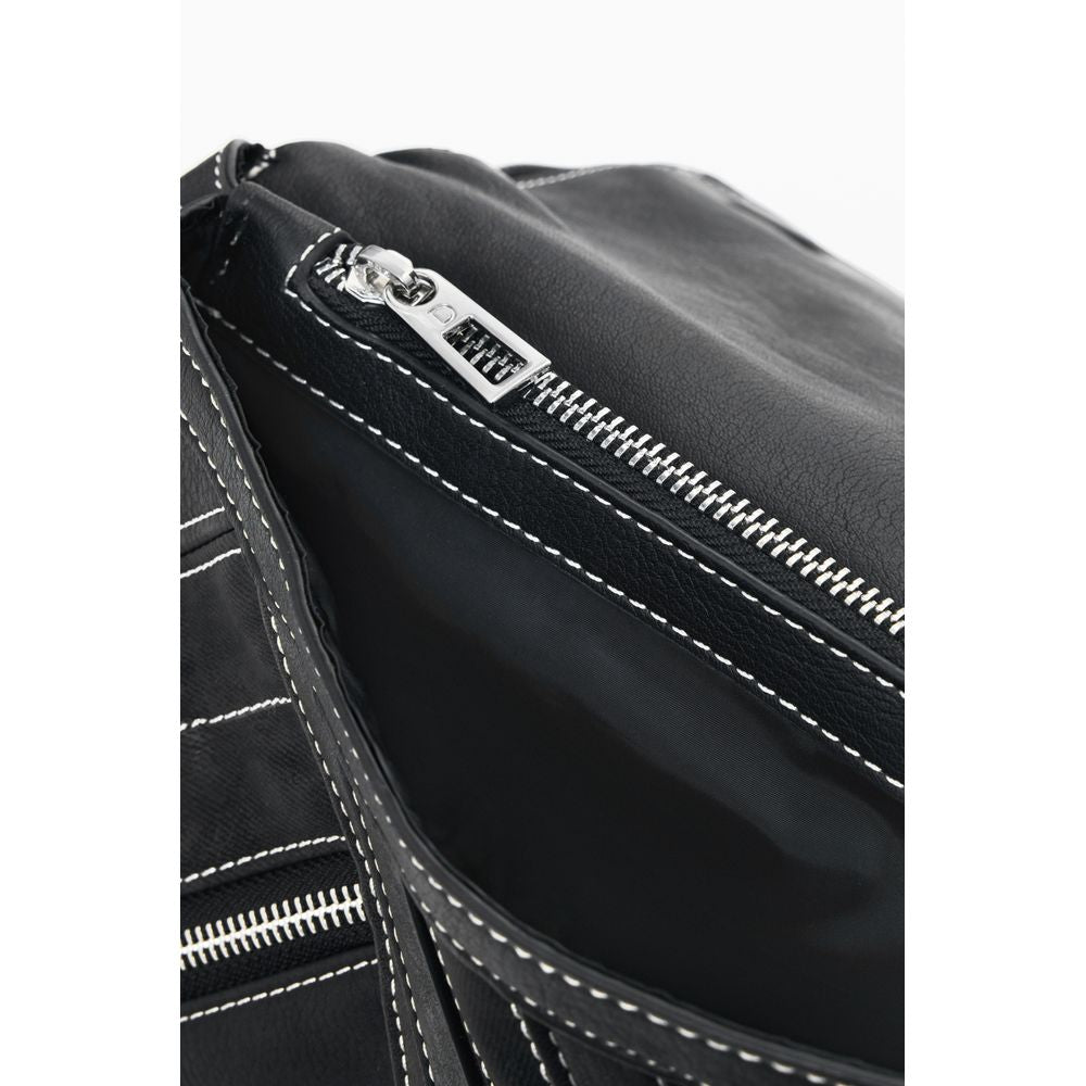 Black Polyurethane Women Backpack