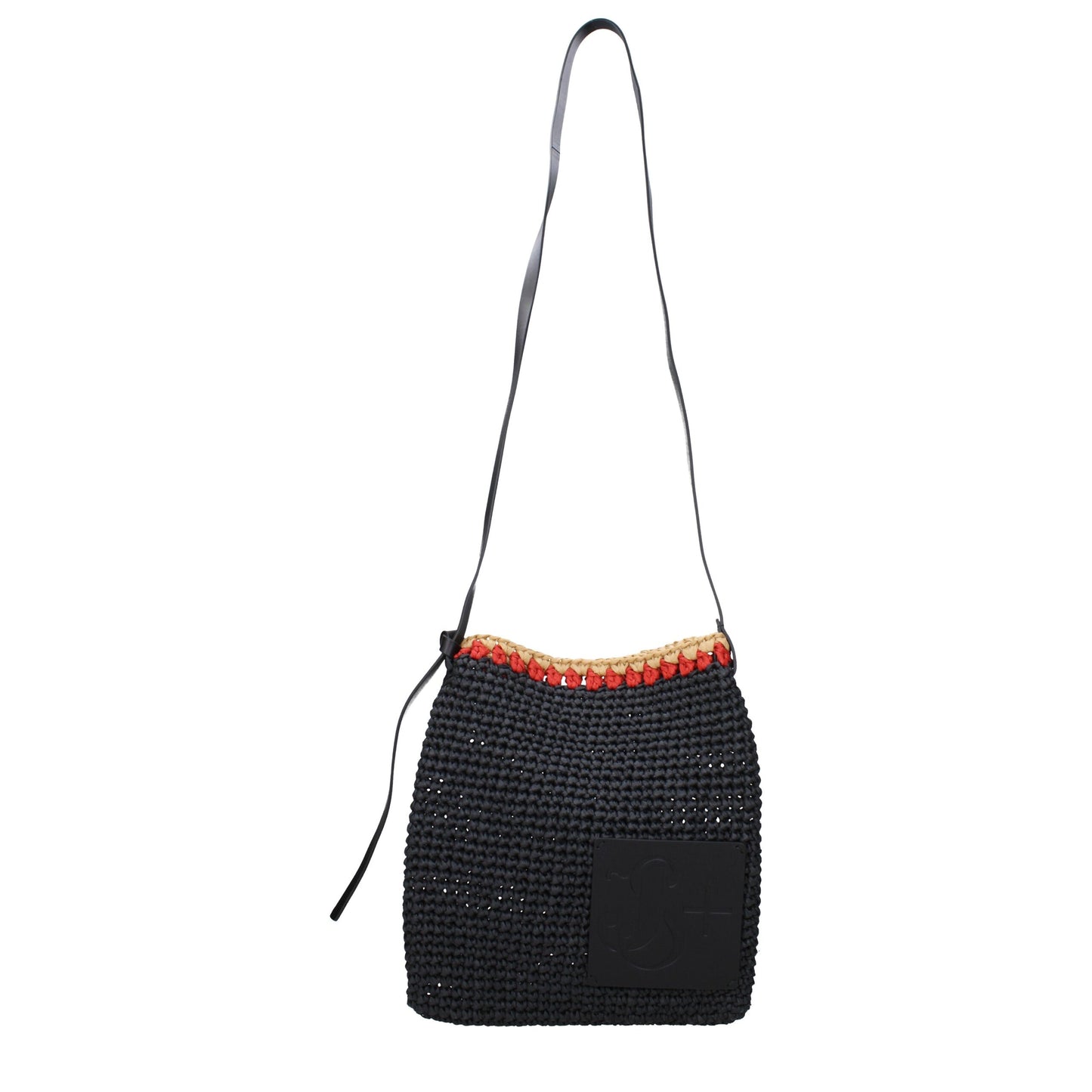 Black Raffia Crossbody Bag