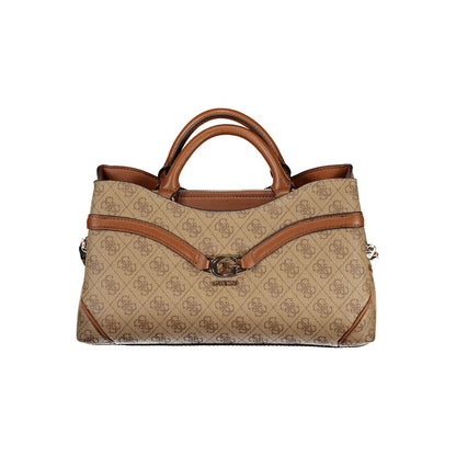Beige Polyurethane Women Handbag