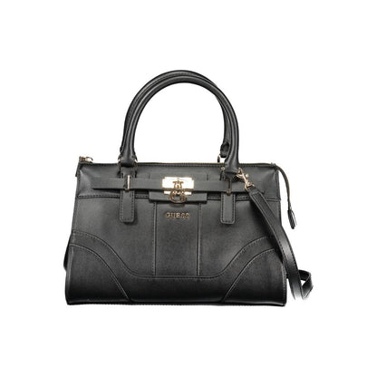 Black Polyurethane Women Handbag