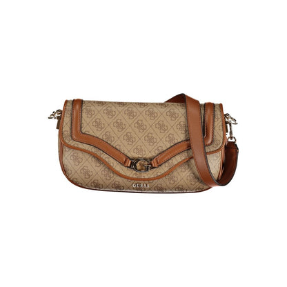 Beige Polyurethane Women's Handbag