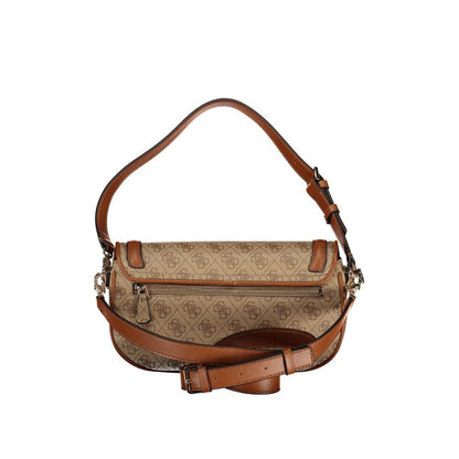 Beige Polyurethane Women's Handbag