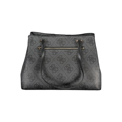 Black Polyurethane Women Handbag