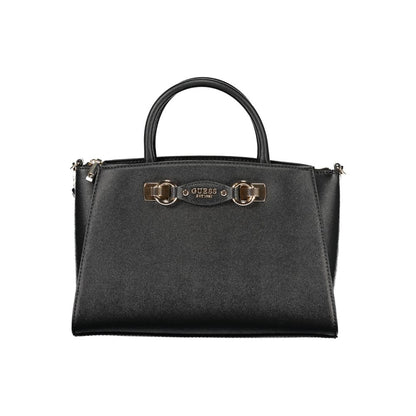 Black Polyurethane Women Handbag