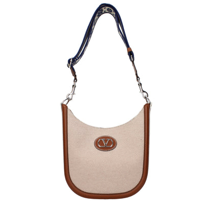 Beige Fabric Crossbody Bag