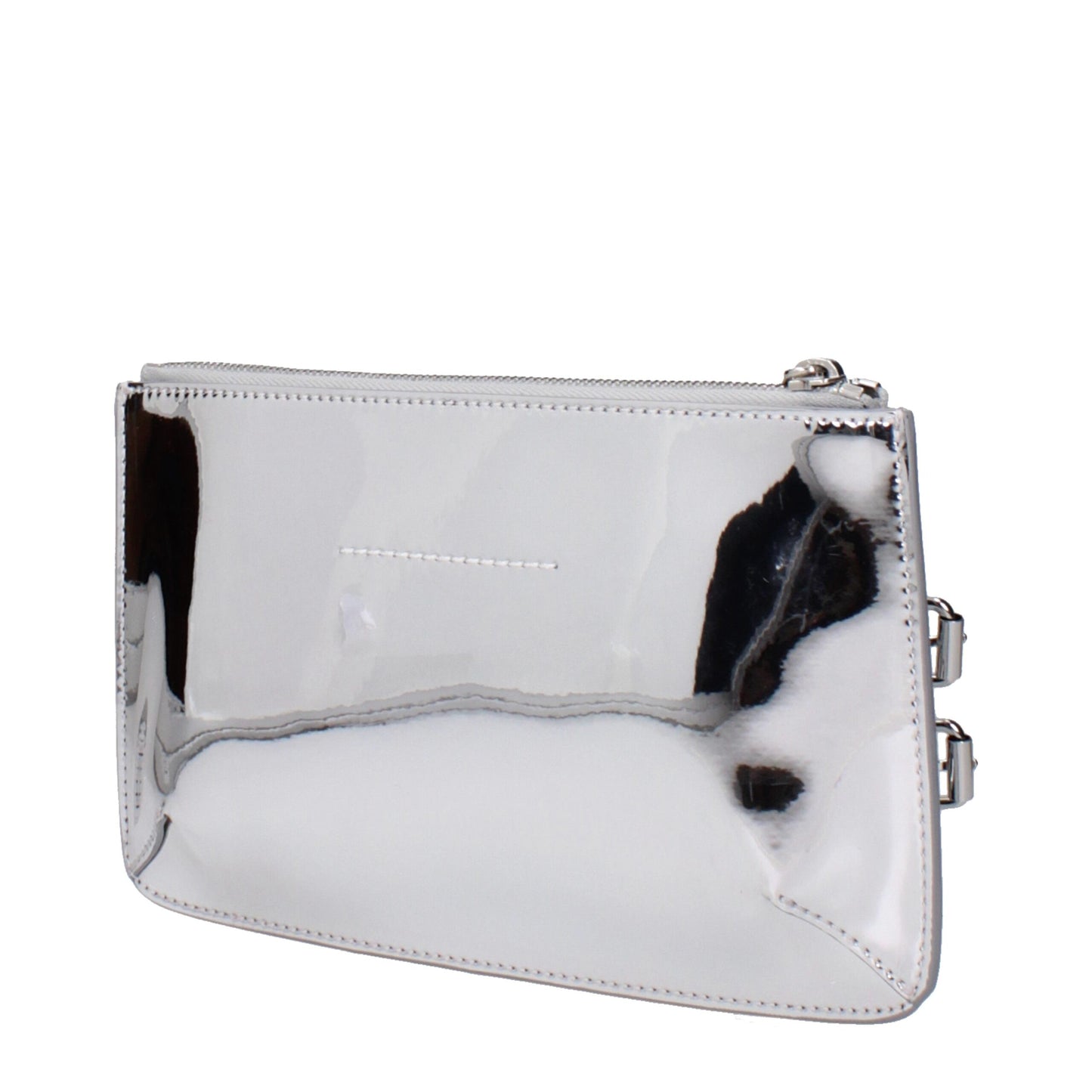 Gray Leather Clutch Bag
