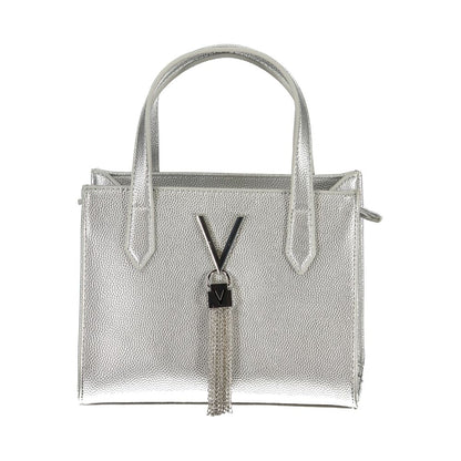 Silver Polyurethane Women's Handbag