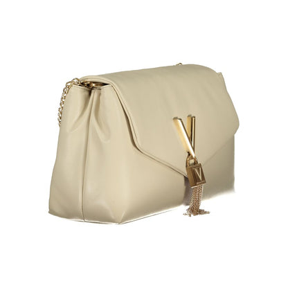 Beige Polyurethane Women Handbag