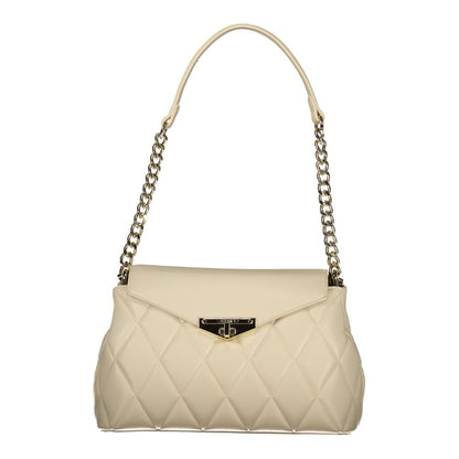 Beige Polyurethane Women Shoulder Bag