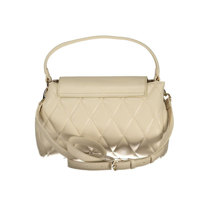 Beige Polyurethane Women Handbag