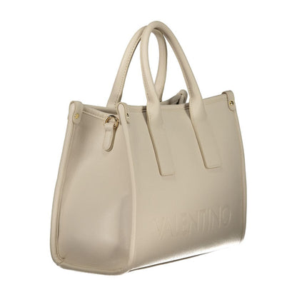 Beige Polyurethane Women Handbag