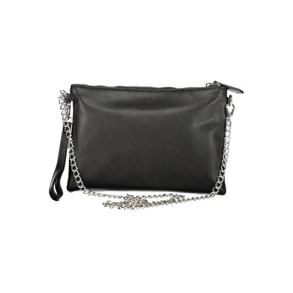 Black Polyurethane Women's Shoulder Bag