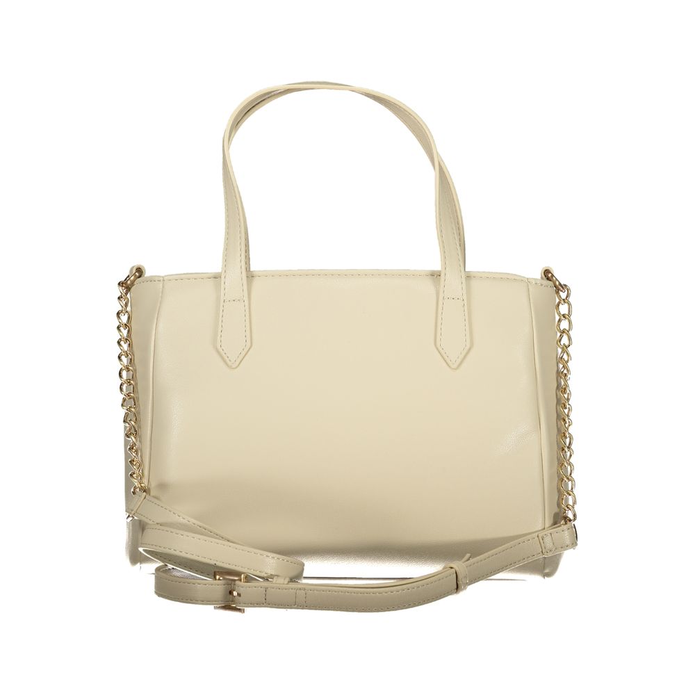 Beige Polyurethane Women Handbag