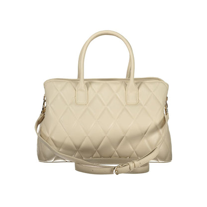 Beige Polyurethane Women Handbag