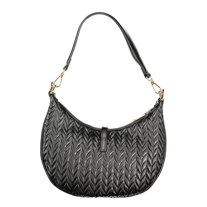 Black Polyurethane Women Shoulder Bag