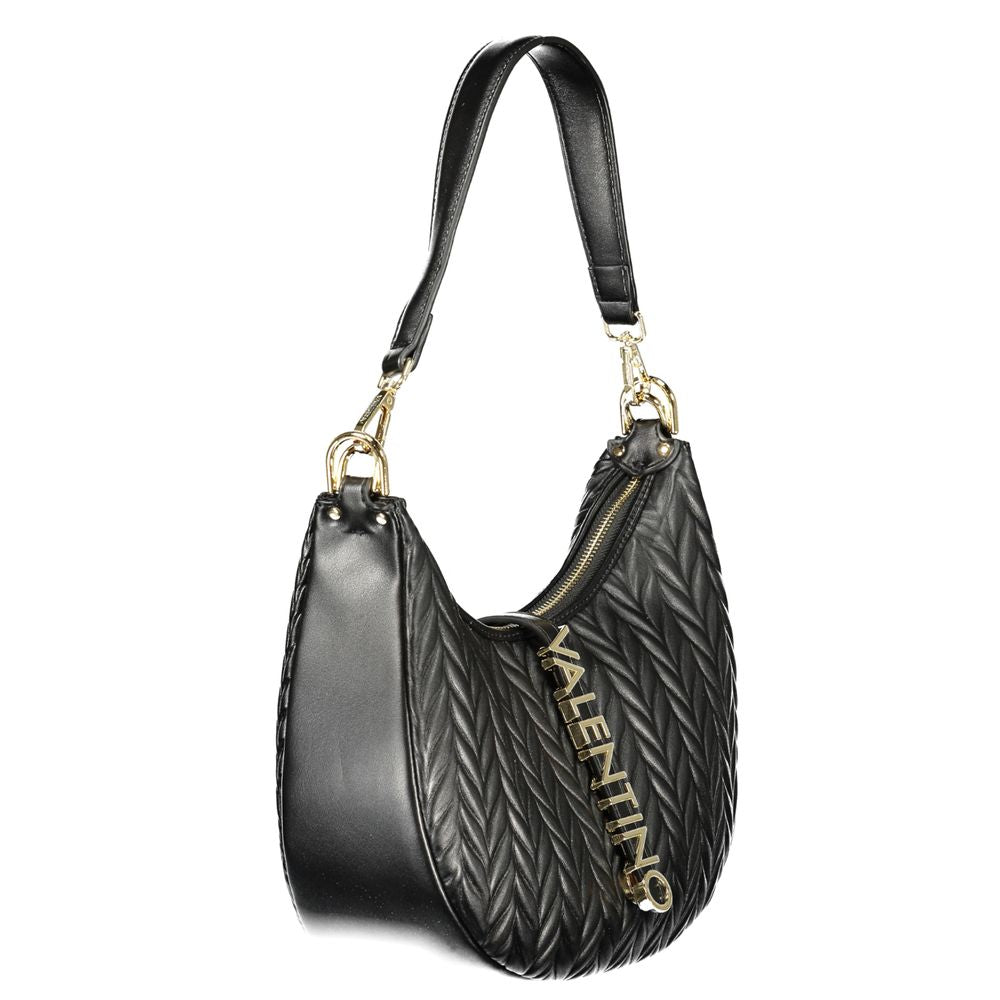 Black Polyurethane Women Shoulder Bag