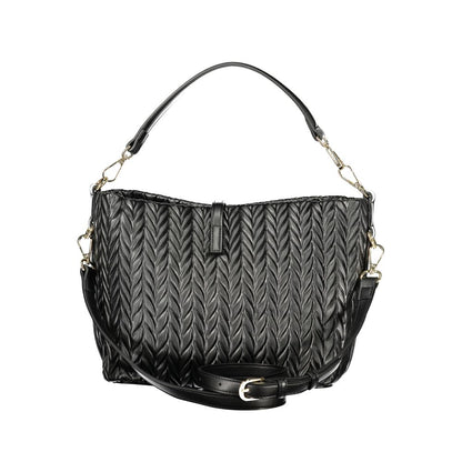 Black Polyurethane Women's Shoulder Bag