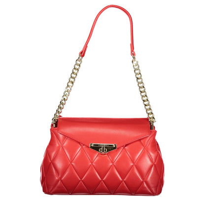 Red Polyurethane Women Handbag