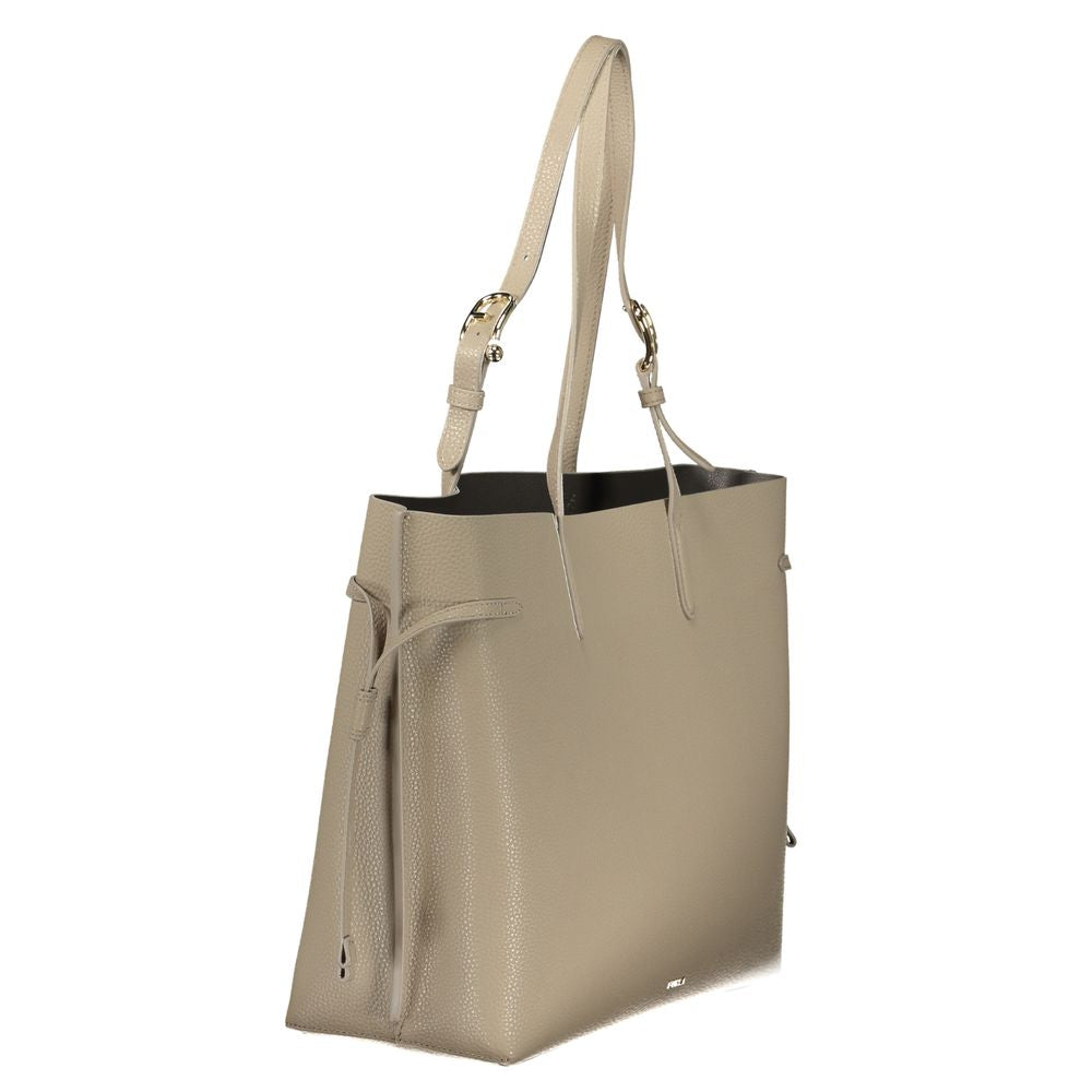 Beige Leather Women Handbag
