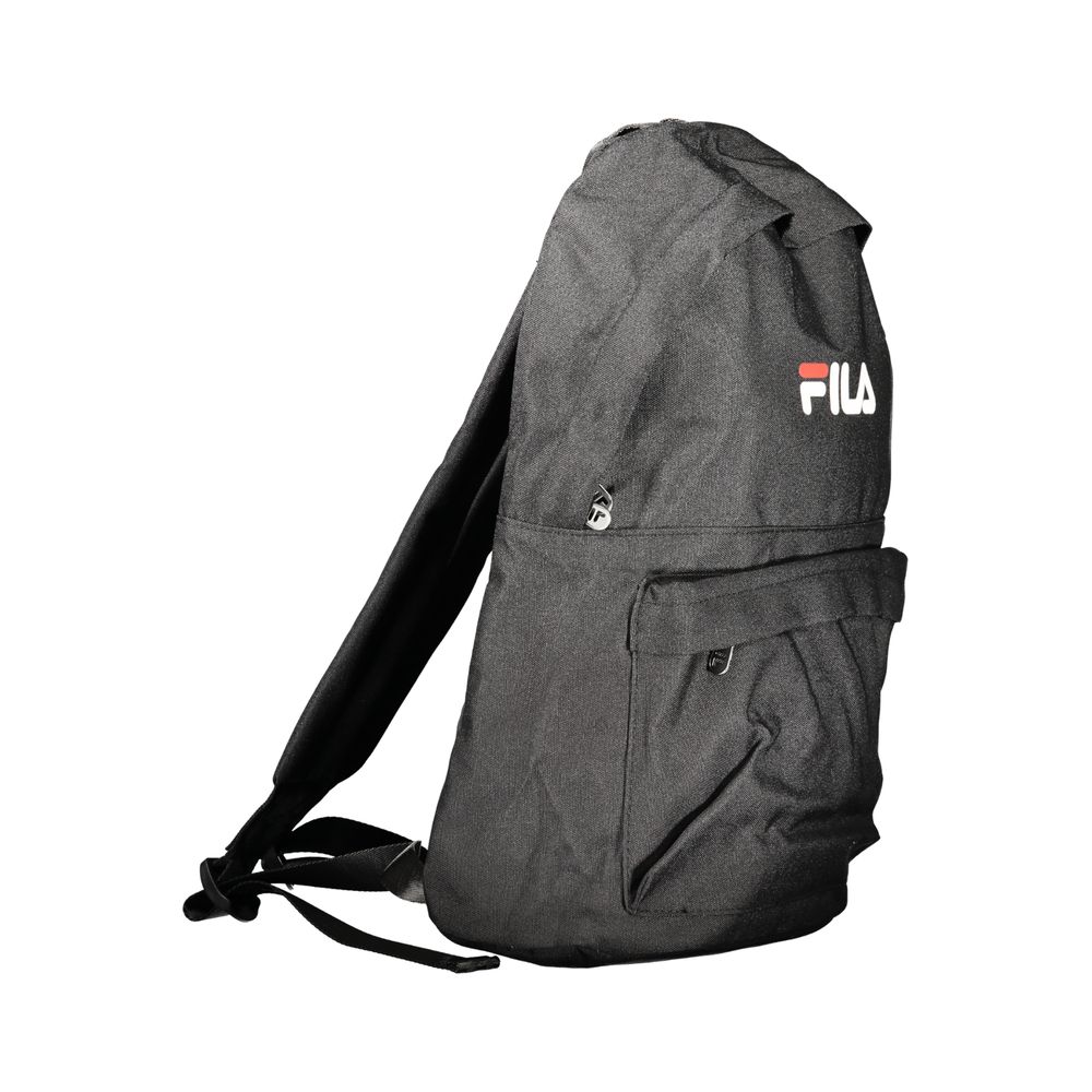 Black Polyester Men Backpack