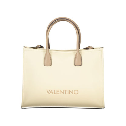 Beige Polyurethane Women Handbag