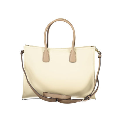 Beige Polyurethane Women Handbag