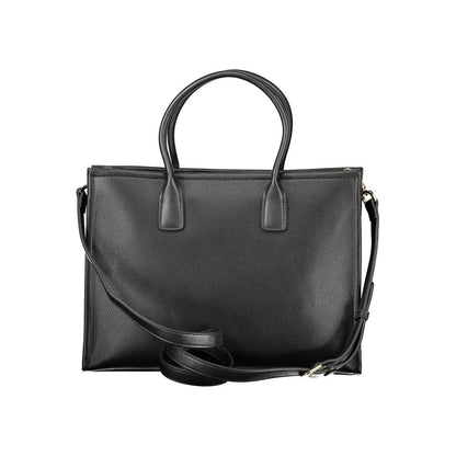 Black Polyurethane Women Handbag